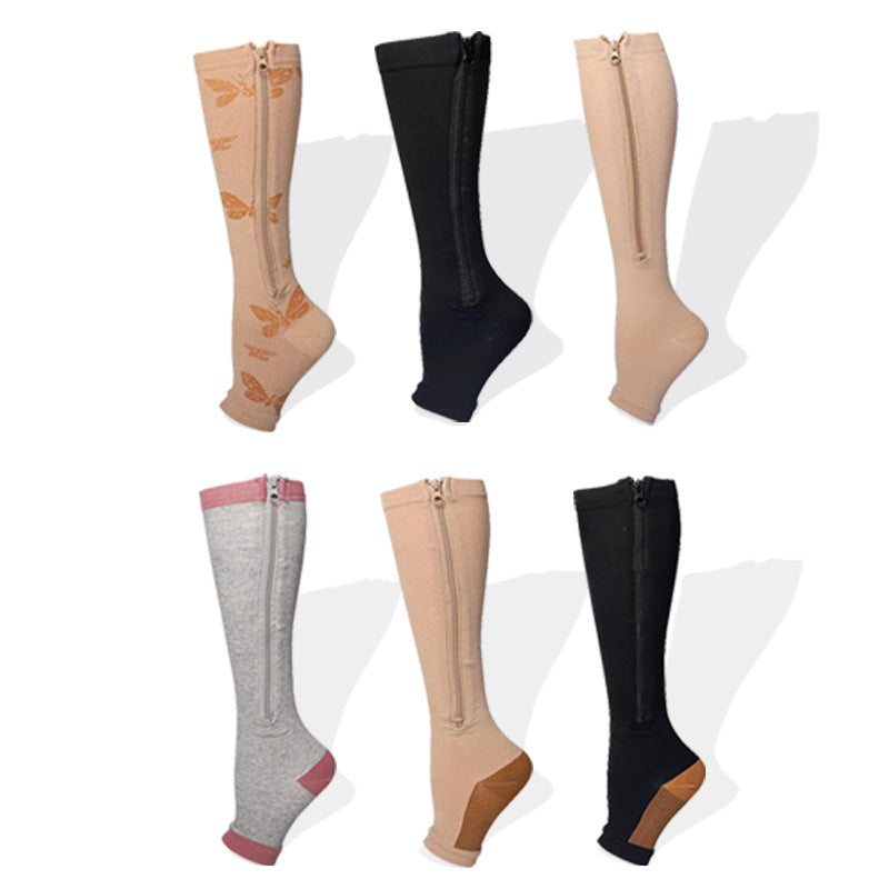Sports Toe Zippered Compression Socks