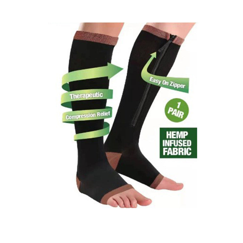 Sports Toe Zippered Compression Socks